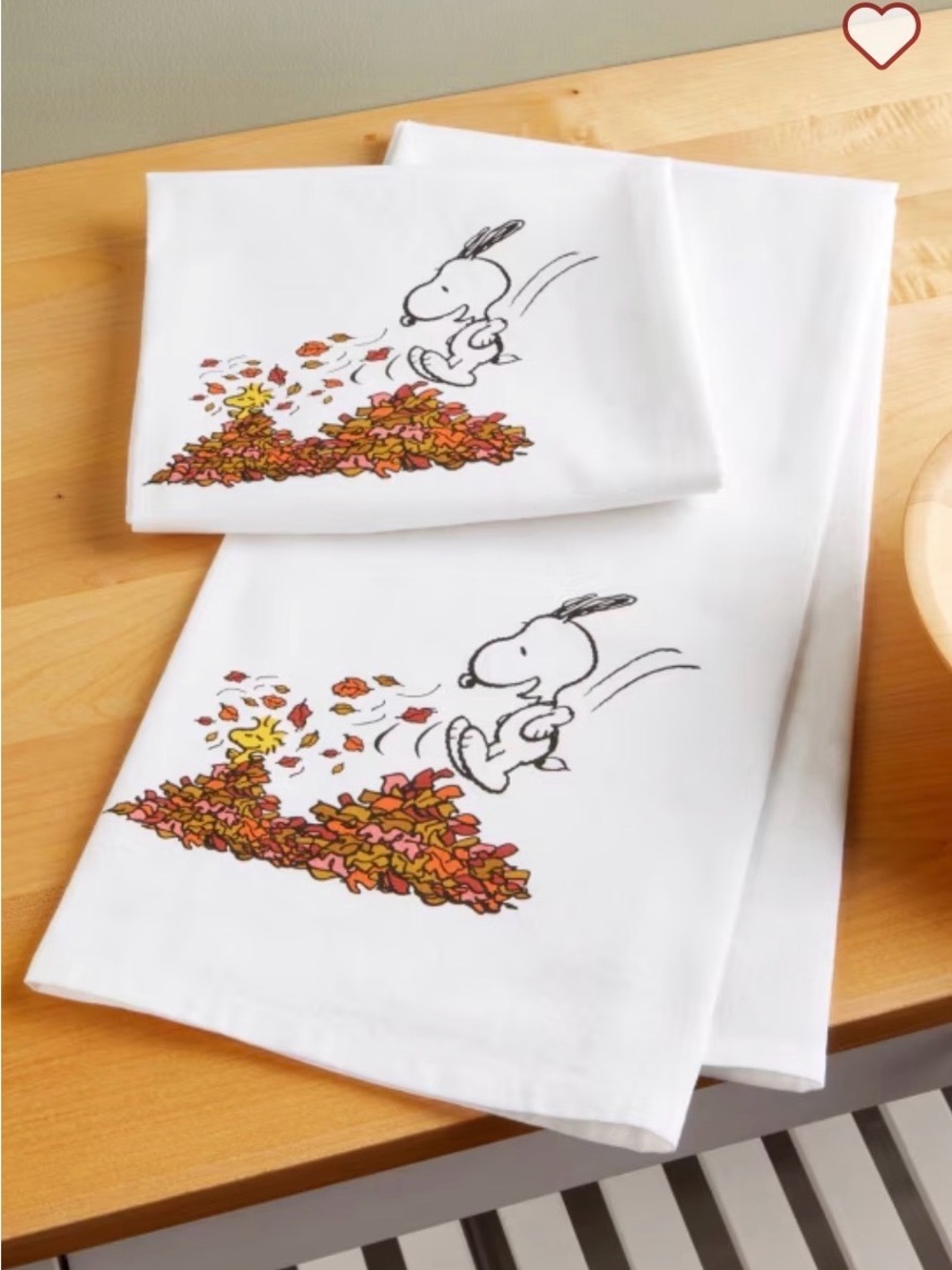 Peanuts Fall Leaves Flour Sack Towel Set of 2 Brand New Still In Packing